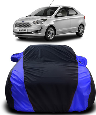 MoTRoX Car Cover For Ford Aspire (With Mirror Pockets)(Black, Blue)