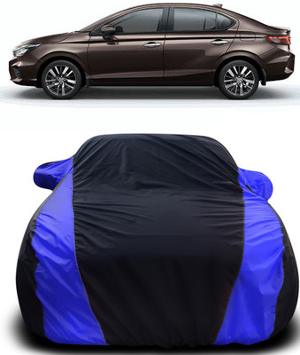 MoTRoX Car Cover For Honda City ZX (With Mirror Pockets)(Black, Blue)