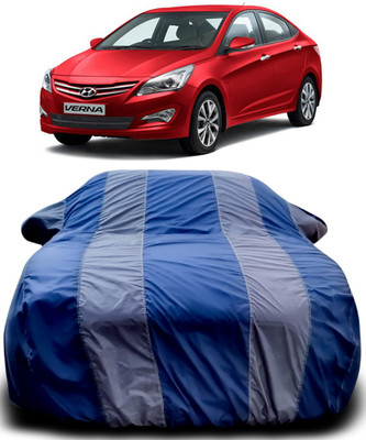 NUMBOR ONE Car Cover For Hyundai Fluidic Verna (With Mirror Pockets)(Blue, Grey)