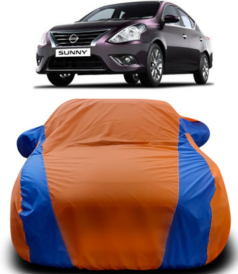 APNEK Car Cover For Nissan Sunny (With Mirror Pockets)(Orange, Blue)