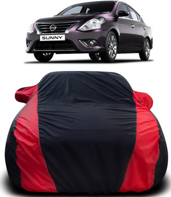 APNEK Car Cover For Nissan Sunny (With Mirror Pockets)(Black, Red)