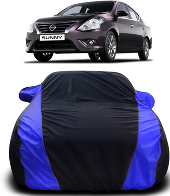 APNEK Car Cover For Nissan Sunny (With Mirror Pockets)(Black, Blue)