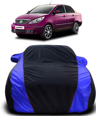 MoTRoX Car Cover For Tata Manza (With Mirror Pockets)(Black, Blue)