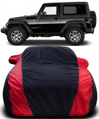 MoTRoX Car Cover For Mahindra Thar (With Mirror Pockets)(Black, Red)