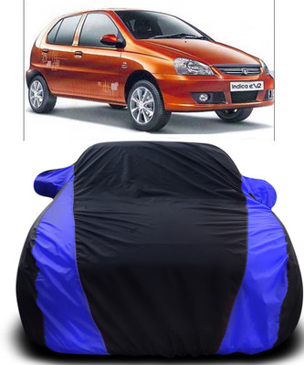 APNEK Car Cover For Tata Indica eV2 (With Mirror Pockets)(Black, Blue)