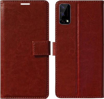 MAXSHAD Flip Cover for Realme Q2, Realme Q2, Realme Q2 Flip Cover, Realme Q2 Wallet Cover(Brown, Magnetic Case)