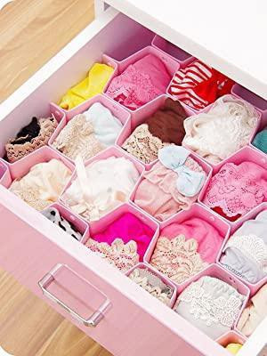VAAMnational Honeycomb Drawer Strip Drawer Divider Pink set of 8 Drawer Divider(Plastic)