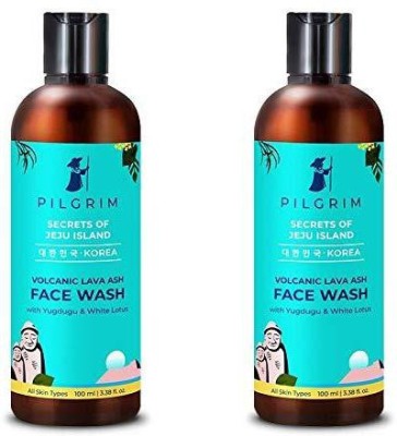 Pilgrim Volcanic Lava Ash Mild Face Wash Cleanser Pack of 2 (100ml x 100ml ) for Deep Pore Cleansing, Oil Control, Pollution Defence,Dry, Oily and Acne Skin, Korean Beauty(2 Items in the set)