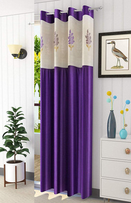 Galaxy Home Decor 214 cm (7 ft) Door Polyester Semi Transparent Curtain Single Curtain(Purple, Floral)