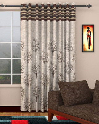 Galaxy Home Decor 214 cm (7 ft) Door Jacquard Room Darkening Curtain Single Curtain(Brown, Printed)