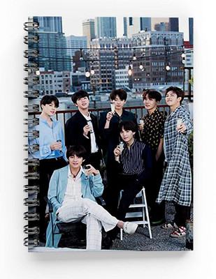 craft maniacs BTS A5 Diary RULED 160 Pages(Blue, Black)