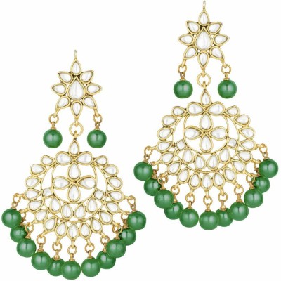 I Jewels 18k Gold Plated Traditional Kundan & Pearl Studded Earrings for Women Alloy Drops & Danglers