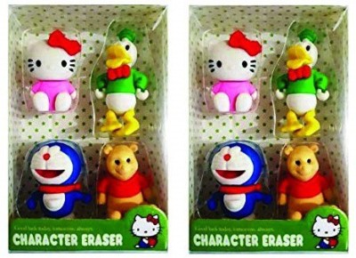 Spocco ™Designs Shape Character Collections ERASERS - For School Kids/B'Day Non-Toxic Eraser(Set of 2, Multicolor)