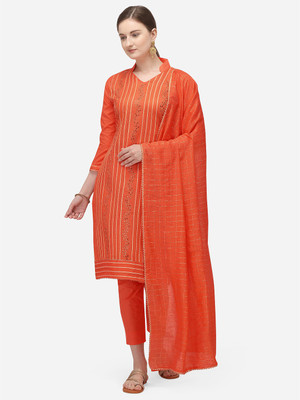Ethnic Junction Cotton Blend Embellished Salwar Suit Material