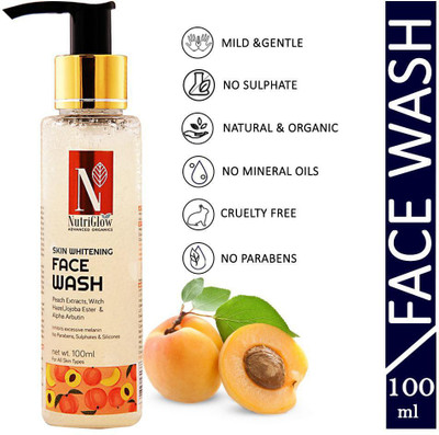 Nutriglow Advanced Organics Skin Whitening  With Peach Extracts / Inhibits Excessive Melanin Face Wash(100 ml)