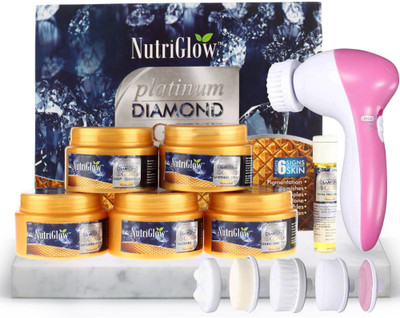 NutriGlow Platinum Diamond & Gold Facial Kit With Face Massager Combo(2 x 125 g)