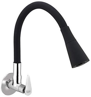 Spazio Vignette Flexo SmartBuy Flexible Sink Faucet - Flxo Play (with 360 Degree Flexible Silicon Hose & Dual Flow Pattern) Hot/Cold Water Tap With Wall Flange - Black Faucet Nozzle(Screw On)