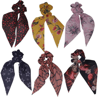 NNR Georgette scarf scrunchies Rubber Band(Multicolor)