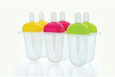HVG TRADERS Plastic Reusable Ice Candy Maker Kulfi Maker Moulds 6pcs Mould Multicolor Plastic Ice Cube Tray(Pack of1)