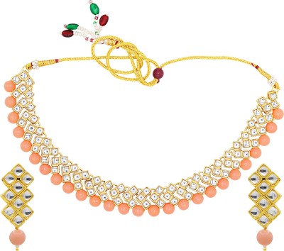 Ashmita Creation Zinc Gold-plated Orange Jewellery Set(Pack of 1)