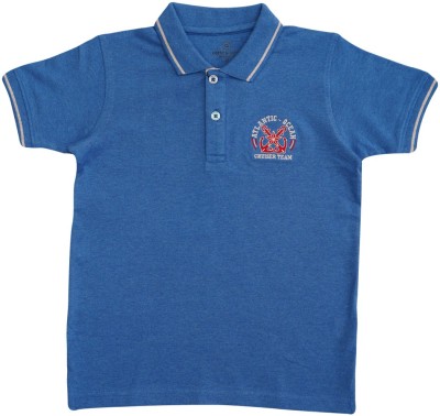 HOTSY & TOTSY Boys Solid Cotton Blend Regular T Shirt(Blue, Pack of 1)