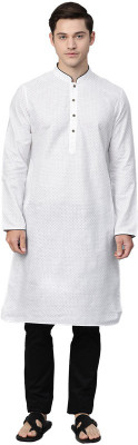 Manthan Men Printed Straight Kurta(White)