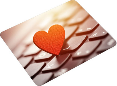 ADITI Designs Red Heart on Keyboard Non Slip Base Mousepad(Black)
