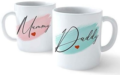 V Kraft "unique mummy daddy couple matching mug set of 2 " unique gift for birthday anniversary father's day mother's day love quote printed Ceramic love with Handle-Perfect Gift to Anyone On Any Occasion | Coffee & Tea Cup | Pack of 2 Ceramic Coffee Mug(330 ml, Pack of 2)