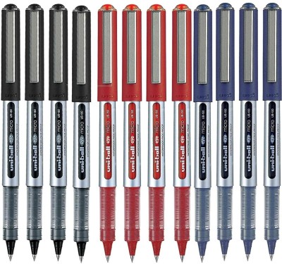 uni-ball Eye UB 150 Black, Blue & Red Ink Roller Ball Pen(Pack of 12, Ink Color - Blue, Black, Red)