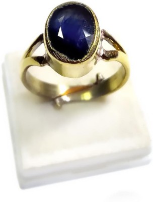 PRIYANSHU NAVRATN Lab Certified Neelam Ring * 5.25 - 6.00 Ratti Blue Sapphire Natural Gold Plated Adjustable Ring Panchdhatu Metal Gem Stone Acrylic Sapphire Gold Plated Ring