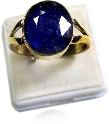 PRIYANSHU NAVRATN Certified Neelam Ring * 5.25 - 6.00 Ratti Blue Sapphire Natural Gold Plated Adjustable Ring Panchdhatu Metal Gem Stone Acrylic Sapphire Gold Plated Ring