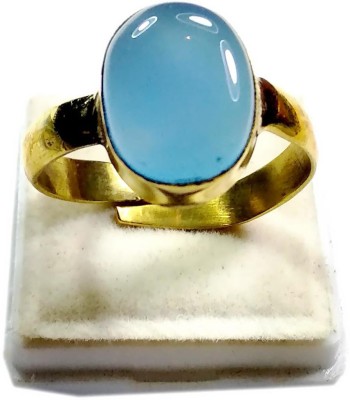 PRIYANSHU NAVRATN Natural Certified Sulemani Hakik SKY Blue Ring 8.88 - 10.00 Ratti * 8 - 9 Carat Natural Adjustable Gold Plated Ring Agate Sulemani Hakik Gemstone for Men Women Acrylic Agate Gold Plated Ring