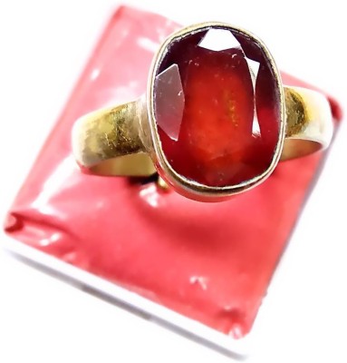 PRIYANSHU NAVRATN Certified Natural Hessonite Garnet Gomedh Ring 5.25 - 6.25 Ratti Genuine Original Panchdhatu Gold Plated Ring For Men and Women Acrylic Garnet Gold Plated Ring