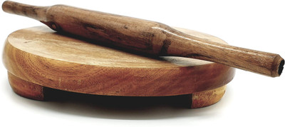 Epraiser (Size: 11 inches) Original Sheesham Wooden Chakla Belan / Rolling Board / Roti Maker / Polpat for Home & Kitchen Rolling Pin & Board(Brown, Pack of 2)