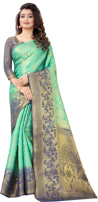 PICKWELL Woven Banarasi Cotton Silk Saree(Multicolor)