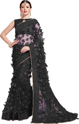 Indian Trade Printed Bollywood Net Saree(Black)