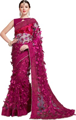 Indian Trade Printed Bollywood Net Saree(Magenta)