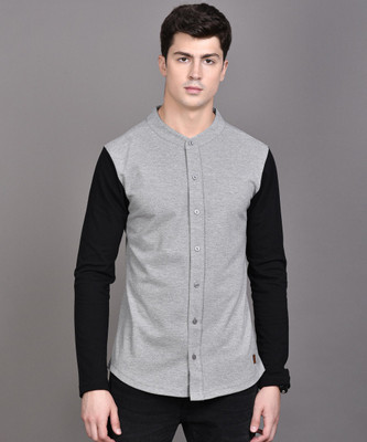 CAMPUS SUTRA Men Color Block Casual Grey Shirt