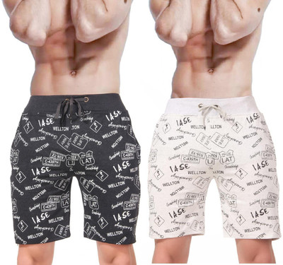 Plus91 Self Design Men Grey Boxer Shorts, Regular Shorts, Night Shorts