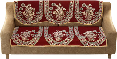AK Decor Cotton 3 Seater Sofa Abstract Cover(Pack of 2 Maroon)