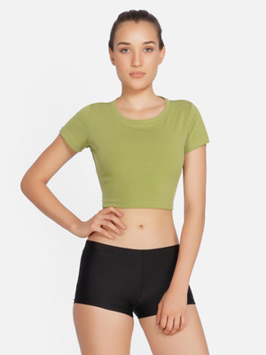 Neu Look Casual Half Sleeve Solid Women Green Top