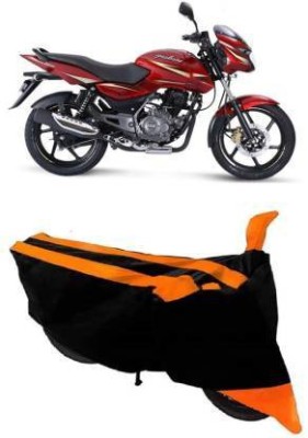 Bull Rider Waterproof Two Wheeler Cover for Bajaj(Pulsar 150 DTS-i, Black, Orange)