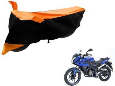 Bull Rider Waterproof Two Wheeler Cover for Bajaj(Pulsar 200 NS DTS-i, Black, Orange)