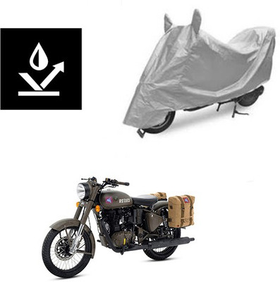 Atulit enterprises Two Wheeler Cover for Royal Enfield(Classic 500, Silver)