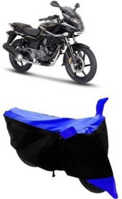 Bull Rider Waterproof Two Wheeler Cover for Bajaj(Pulsar 220 DTS-i, Black, Blue)