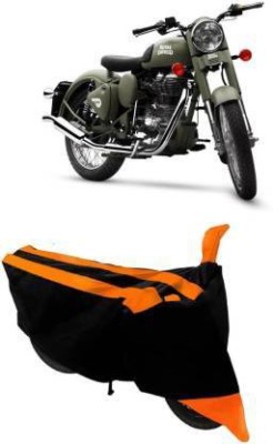 Bull Rider Waterproof Two Wheeler Cover for Royal Enfield(Battle Green, Black, Orange)