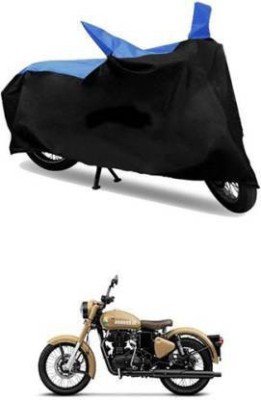 Bull Rider Waterproof Two Wheeler Cover for Royal Enfield(Classic 350, Black, Blue)