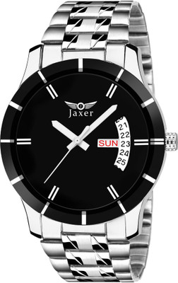 Jaxer Black Day & Date Function Steel Chain Analog Watch  - For Men