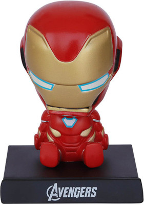 Relicon Ironman Bobble Head with Mobile Holder (Design-1) Superhero Action Figure Toys Collectible Showpiece for Car Dashboard | Office Workstation Desk Table Top(Gold, Red, Black)