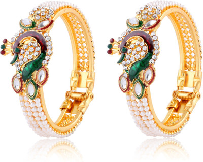 Live Evil Metal Cubic Zirconia Gold-plated Kada(Pack of 2)